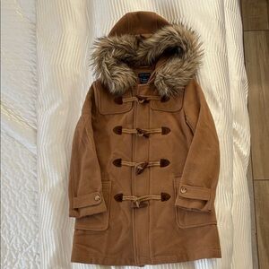 Polo by Ralph Lauren Kids Tan Hooded Wool Toggle Coat Size 8